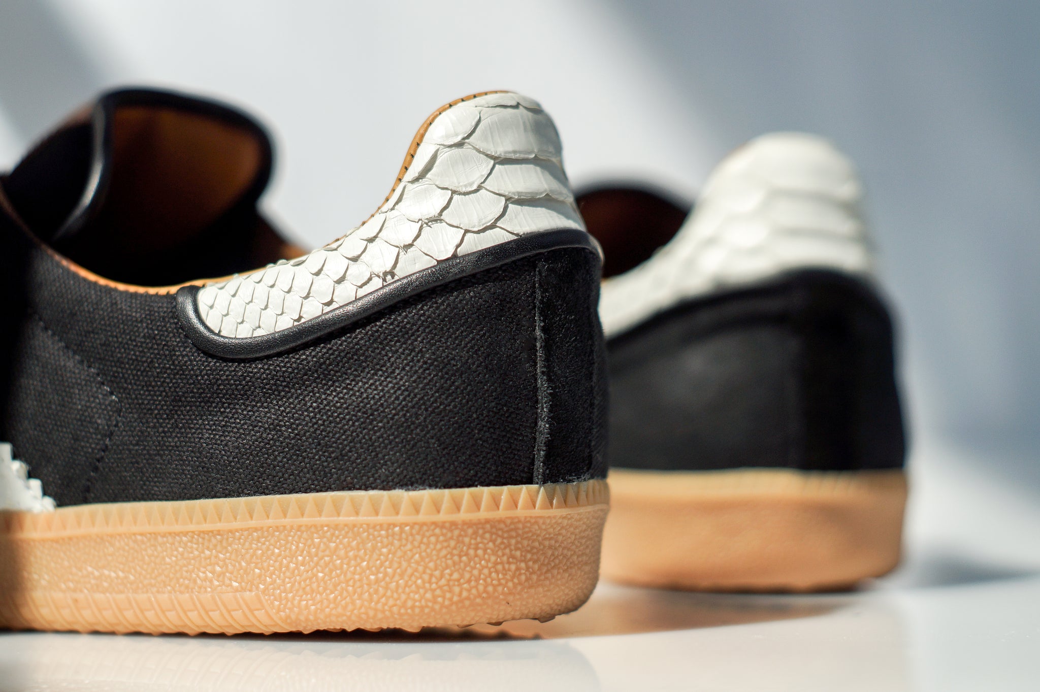 Custom Adidas Samba in Waxed Canvas, Genuine Python & Suede - JBFcustoms Custom Adidas Samba in Waxed Canvas, Genuine Python & Suede - JBFcustoms