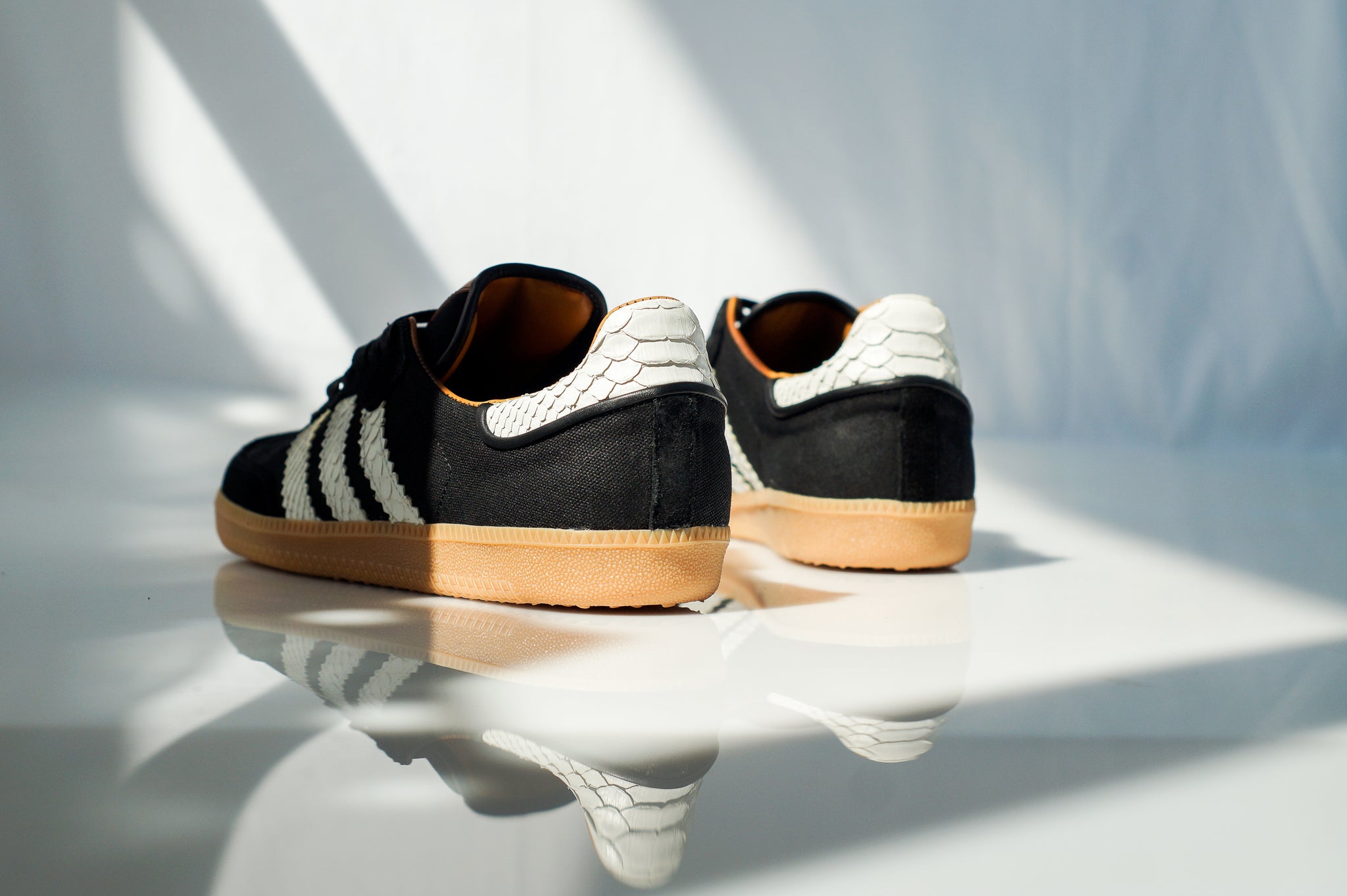 Custom Adidas Samba in Waxed Canvas, Genuine Python & Suede - JBFcustoms Custom Adidas Samba in Waxed Canvas, Genuine Python & Suede - JBFcustoms