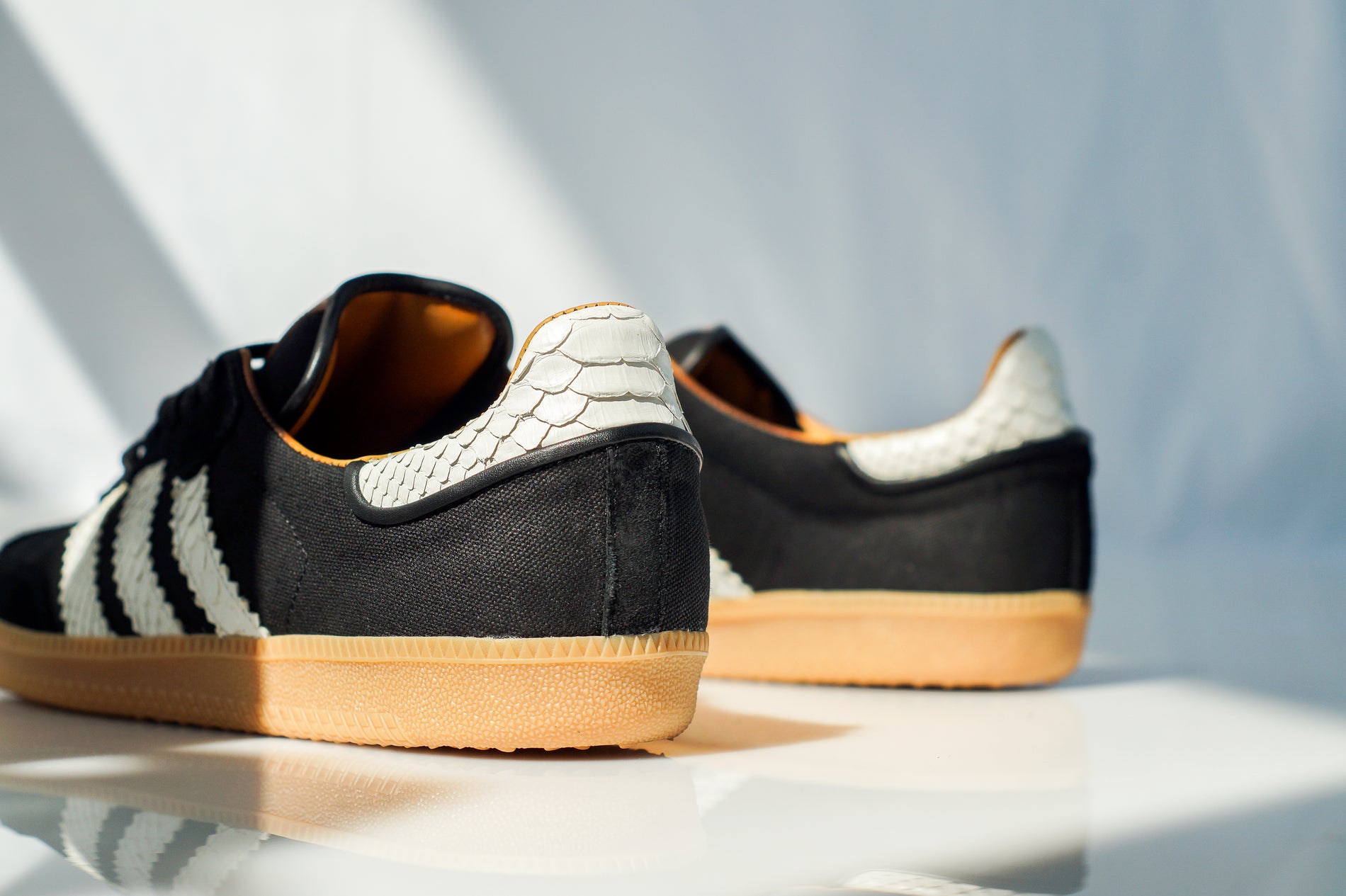 Samba Python Custom Adidas Samba in Waxed Canvas, Genuine Python & Suede - JBFcustoms