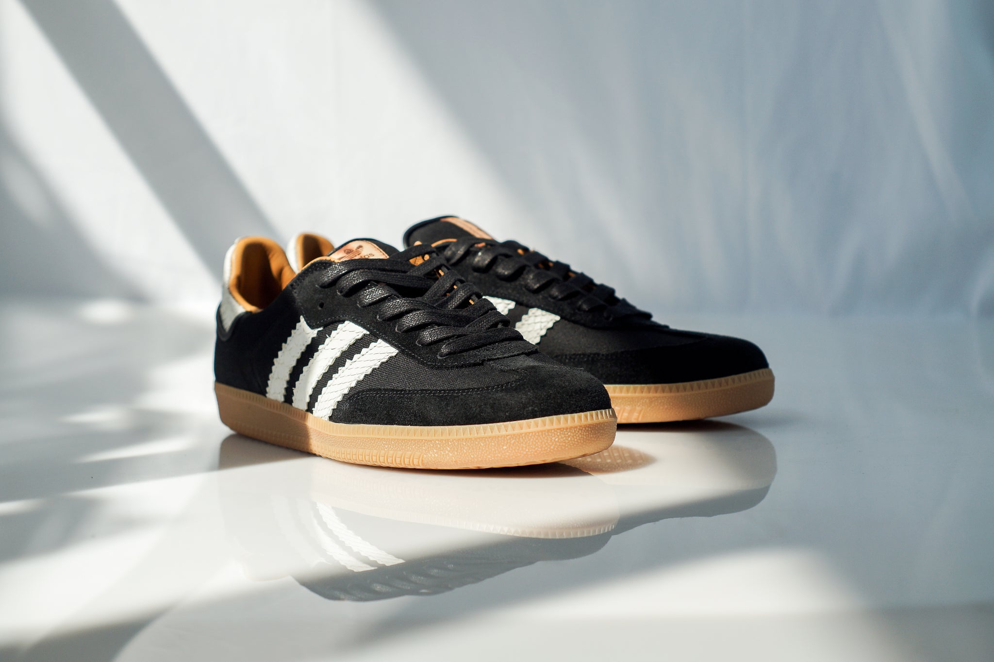 Custom Adidas Samba in Waxed Canvas, Genuine Python & Suede - JBFcustoms Custom Adidas Samba in Waxed Canvas, Genuine Python & Suede - JBFcustoms