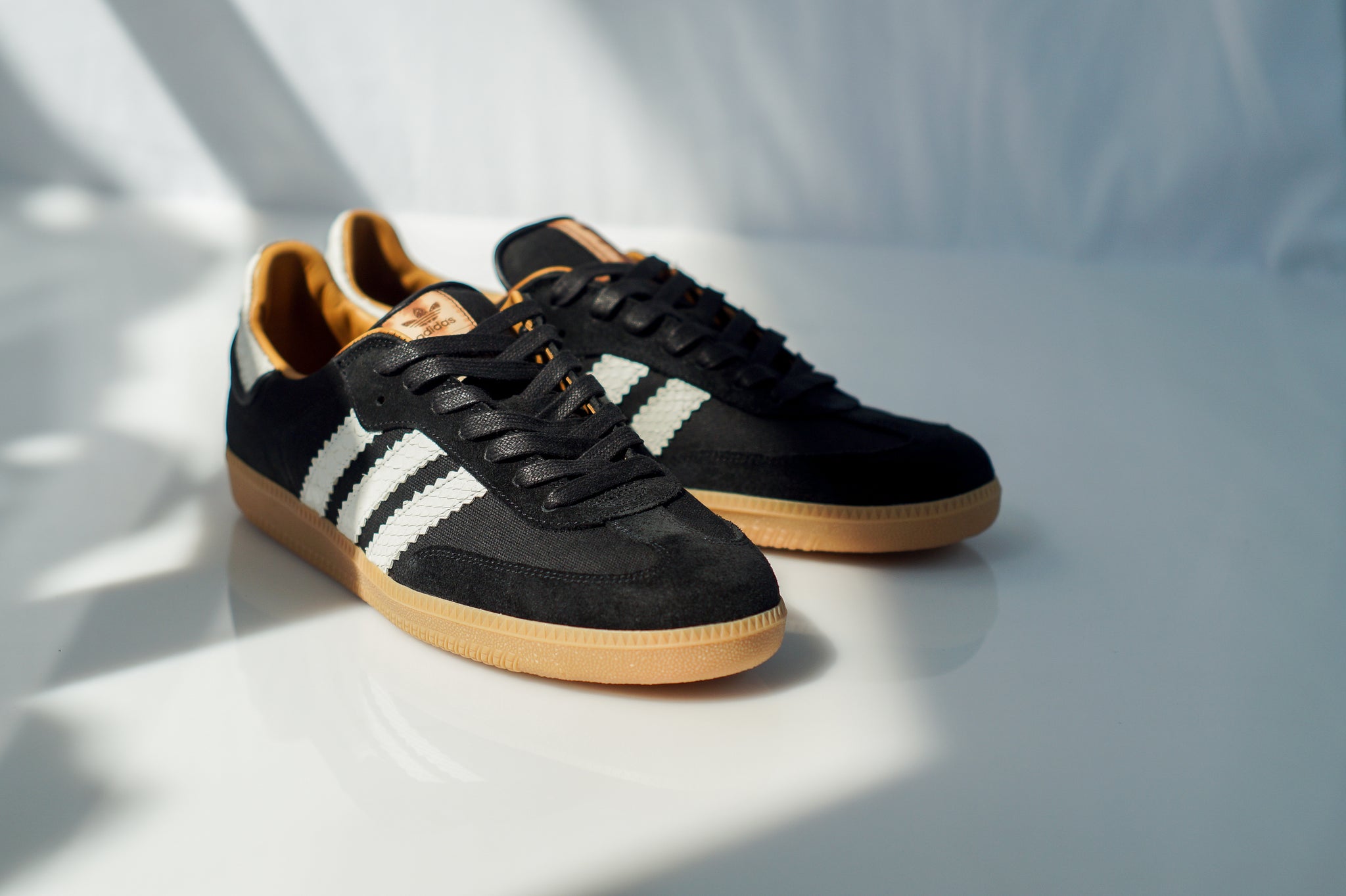 Custom Adidas Samba in Waxed Canvas, Genuine Python & Suede Custom Adidas Samba in Waxed Canvas, Genuine Python & Suede